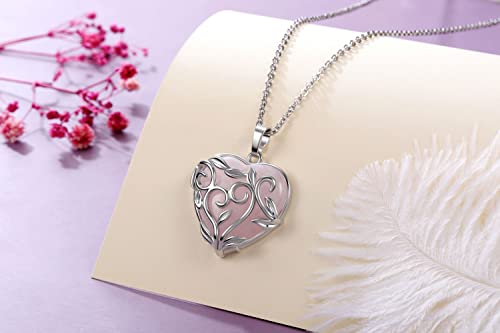Jovivi Amethyst Rose Quartz Healing Crystal Necklace for Women Flower Leaf Wire Wrapped Crystal Heart Gemstone Pendant Necklace Natural Stone Reiki Quartz Jewelry Mothers Day Gifts - color: Rose Quartz Crystal