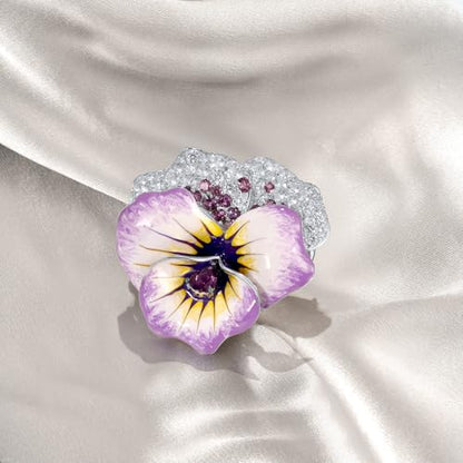 Santuzza 925 Sterling Silver Enamel Brooch Pin for Women - color: [D]Orchid-Purple