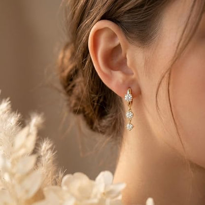 Mchic Dangle Earrings for Women: 18K Gold Plated CZ Drop Earrings Dainty Trendy Hypoallergenic Teardrop Bridal Wedding Style, Sparkly Elegant Dangling Jewelry Gift for Women Bridesmaid Prom Formal - color: Style 9-Gold