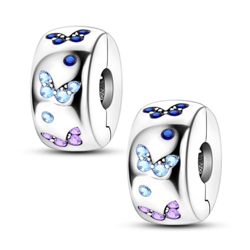 Pandach 925 sterling silver Clip Spacer Charm for Bracelet Clip Lock Stopper Bead Spacer European Openable Beads 2Pcs - style: 2-KJC898