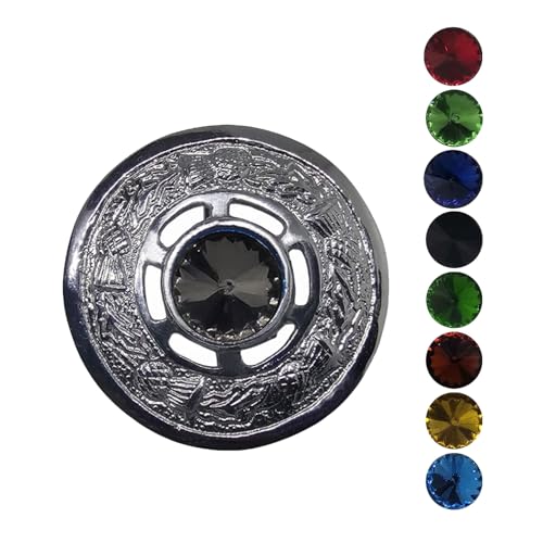 AAR Scottish Ladies Kilt Fly Plaid Brooch with Stone 2"/Highland Shawl Brooches - color: Grey