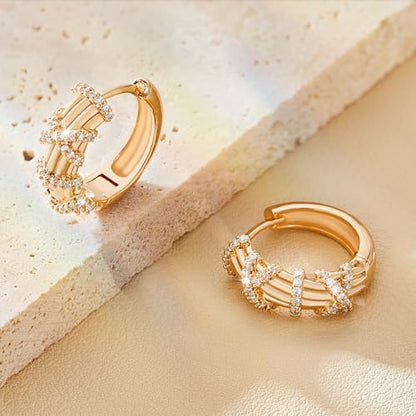 18K Crystal Heart Hoop Earrings for Women with Locket Design, White Crystal Cubic Zirconia Dangling Earrings Fine Jewelry Gifts for Her - color: Ring