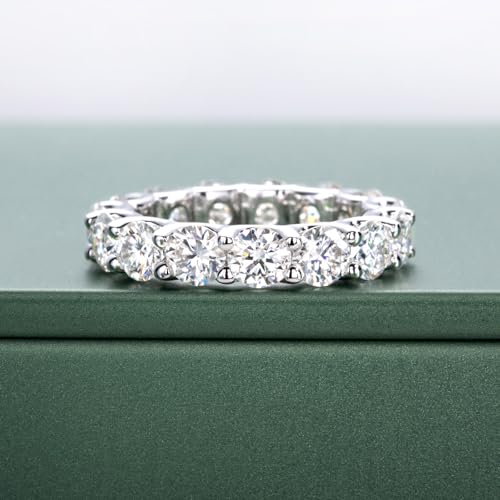 Moissanite Eternity Ring, S925 Sterling Silver Wedding Band for Women - style: Starry Sparkle Eternity Band