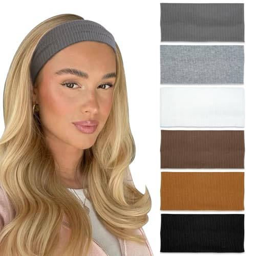 AIBFRID Headbands for Women Non Slip 6Pcs Thick Headbands Fashion Wide Headband Elastic Hairbands for Women's Hair Soft Head Band Workout Yoga Hair Accessories - color: Neutral Colors