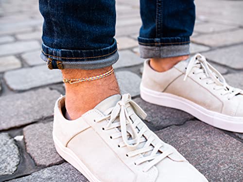 Made by Nami Surfer Anklet with Snap Hook Clasp Waterproof & Adjustable Thin String Ankle Bracelets for Women and Men Handmade Jewelry for Beach and Music Festival Accessories - color: Retro Gold