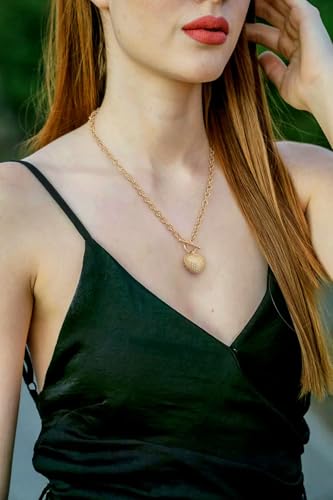 18k Gold Plated Chain Link Necklace for Women, Baroque Pearl/Compass Pendant Necklace - color: CZ Heart