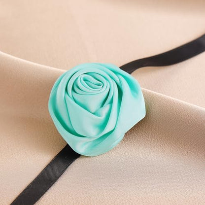 Firstmeet Floral Rose Necklace Handmade Flower Satin Ribbon Choker Necklace for Women - color: Mint Green