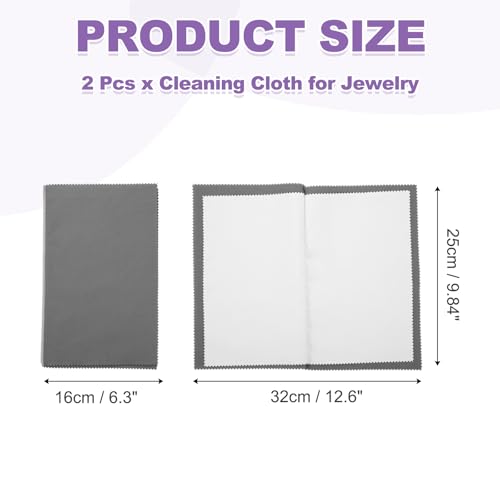 PATIKIL 9.8"x12.6" Jewelry Cleaning Cloth, 2 Pack Double-Sided Fleece Polishing Cloth for Gold, Silver and Jewelry, Dark Gray - color: Dark Gray, size: 9.8"x12.6"