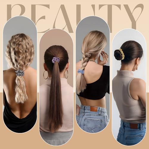 8 PCS Silk Satin Hair Ties Hair Scrunchies for Women Premium Multicolor | Artisan Crafted / Stretched 10" Length / Gift Box / Silky Weave / Soft Touch Daily Use - color: Multicolor