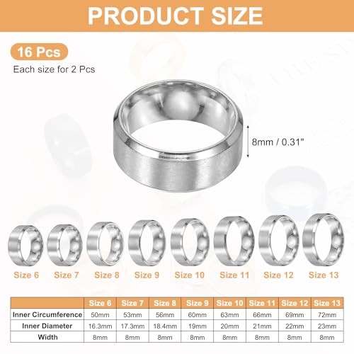 MECCANIXITY Stainless Steel Ring, Plain Ring Blanks Matte Brushed Wedding Bends for Men Women - color: Silver