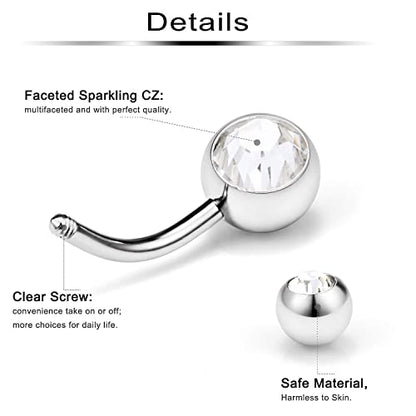 Briana Williams Belly Button Ring Belly Rings Belly Button Piercing Gold Belly Button Ring for Women Clicker Belly Ring Belly Piercing Stainless Steel 14g 10mm Blley Navel Rings Piercing Jewelry - color: E1 -5pcs, silver