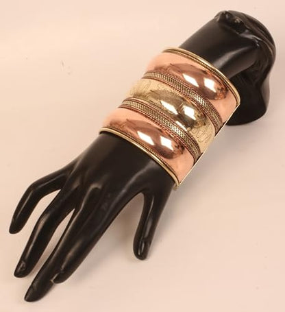 Touchstone Indian Bollywood Handcrafted Slip In Easy To Wear Stylish Wrist Enhancer Designer Broad Jewelry Cuff Bracelet For Women and Men. - style: Broad Convex 2