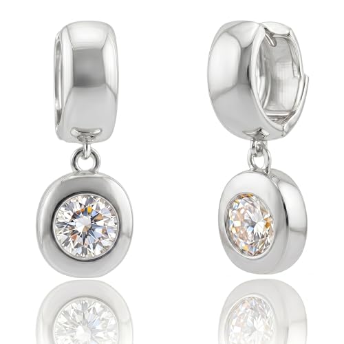 Dangle Flower Gold Earrings for Women, Trendy Statement Hoop Earrings, Gold Floral Drop Earrings Jewelry for Gifts - color: Circular 925 SilverCZ