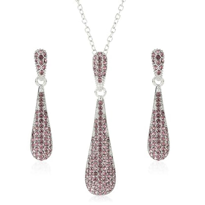 YINLI Full Crystal Rhinestone Gem Tear Drop Pendant Necklace Earrings Jewelry Sets - style: Style13