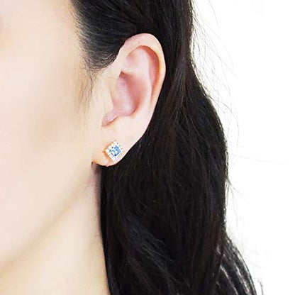 Star Clear Austrian Crystal Invisible Clip On Stud Earrings Blue Light Orange Purple Silver Square Rhinestone Screw Back Gold Dangle Clip Earrings - color: Square Light Blue