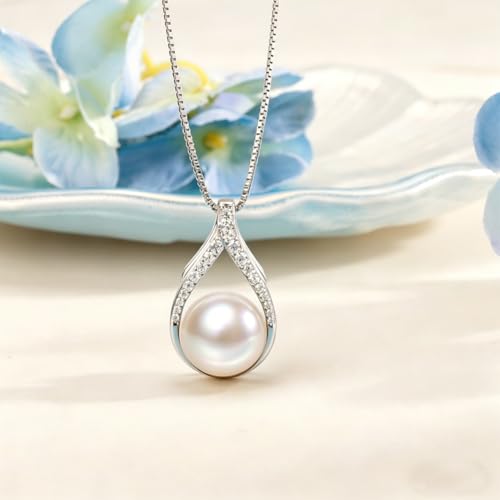 NONNYL Necklace Gifts for Women-Mothers Day Gift for Mom Her Wife Coules Girlfriend-Gifts for Wife Women Wedding Birthday Anniversary Jewelry, Christmas Day Valentine's Gift, Pearl Necklaces - color: white 18