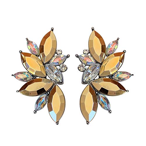 80s Funky Punk Rock Spiky Starburst Angel Wings Oversized Colorful Stones Studded Candy Cluster Women Statement Stud Earrings - color: Fool's Gold