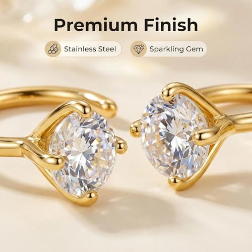 2/4Pairs 14K Gold Stay Close Hoop Huggie Half Hoop Earrings Minimalist Tiny Cartilage Helix Open Hugging for Women | Hypoallergenic 316L Stainless Steel Jewelry Set Trending Valentine's Day Gifts (A10) - color: 2 Pairs Gold