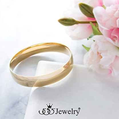 555Jewelry 12mm Wide Stainless Steel Solid Slip On Bangle Bracelet for Women With Small Wrist - color: Gold (Small)