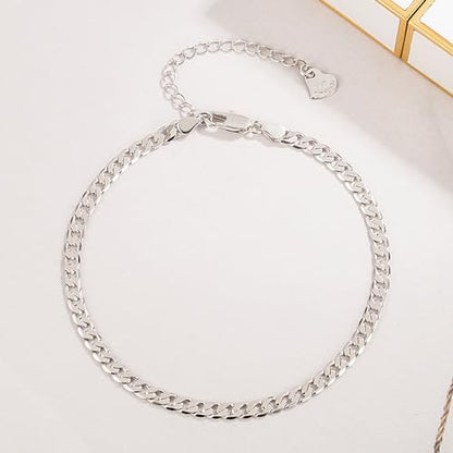 Dankadi 925 Sterling Silver Anklets Bracelet Women/Men Waterproof Simple Durable Chopin Chain/Cuban Link/Figaro/Box/Twist Rope Chain For Beach Foot Jewelry Gift - color: 4MM Blade Chain, size: 30cm