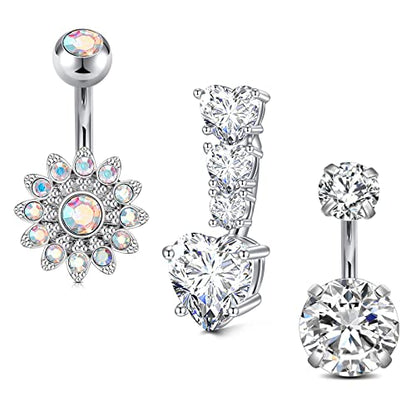 VCMART Belly Button Ring Short Bar Belly Ring Short Belly Button Rings Surgical Steel 6mm Belly Rings for Women Small Belly Button Piercing Navel Rings Piercing Jewelry - color: A1 -silver