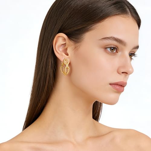 Clip on Earrings for Women Silver and Gold Plated Twisted Rope Hoops Non Pierced C Hoop Earring Lightweight Two Tone Clips Mixed Metal Jewelry Gifts - color: Eternity Hoop-gold