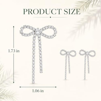 Bow Earrings Red Earrings for Women Dangle Cute Earrings Red Stuff Jewelry Outfits Accessories Gifts for Girls - color: B2:silver rhinestone bow earrings
