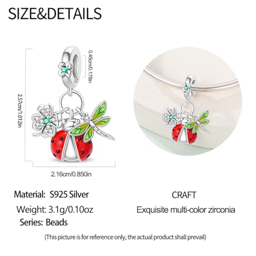 Pandach Animal Charm Bead fits Charms Bracelets for Woman-925 Sterling Silver Dangle Pendant Bead,Jewelry Beads Gifts for Women Bracelet&Necklace - style: Romantic Nature Pendant