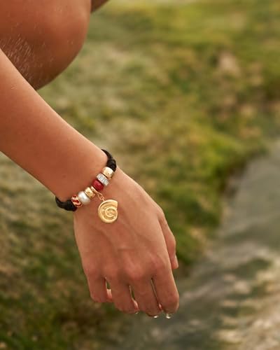 Paracord Charm Bracelets for Women | Handmade, Charm Bracelet, Adjustable Braided Rope, Cute Summer Beach Jewelry - style: Conch