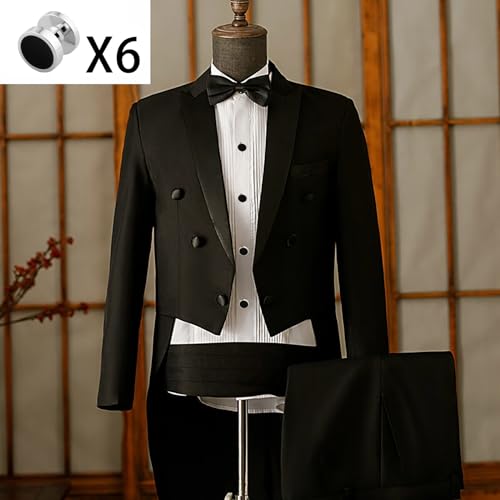 Cufflinks for Men and Tuxedo Shirt Studs Set with Gift Box Stainless Steel Cuff links - style: Silver/Black