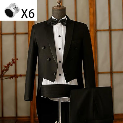 Cufflinks for Men and Tuxedo Shirt Studs Set with Gift Box Stainless Steel Cuff links - style: Silver/Black