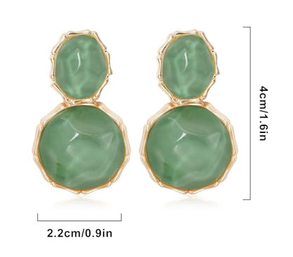 Resin Earrings for Women Acrylic Water Ripple Earring Boho Dangle Drop Earring - color: Green