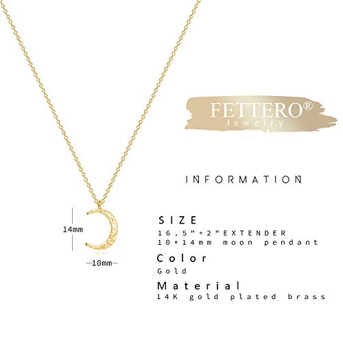 Fettero Pendant Necklace Gold Choker Layered Coin Open Karma Circle Full New Crescent Moon 14K Gold Plated Simple Dainty Necklaces for Women Jewelry Gift - style: Crescent Moon Gold