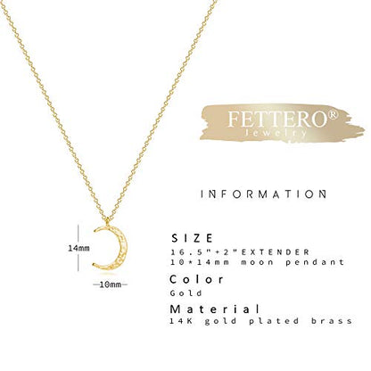 Fettero Pendant Necklace Gold Choker Layered Coin Open Karma Circle Full New Crescent Moon 14K Gold Plated Simple Dainty Necklaces for Women Jewelry Gift - style: Crescent Moon Gold