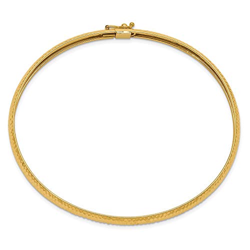 Sonia Jewels Real 14k Yellow Gold Textured Flexible Bangle Cuff Bracelet 7.5"