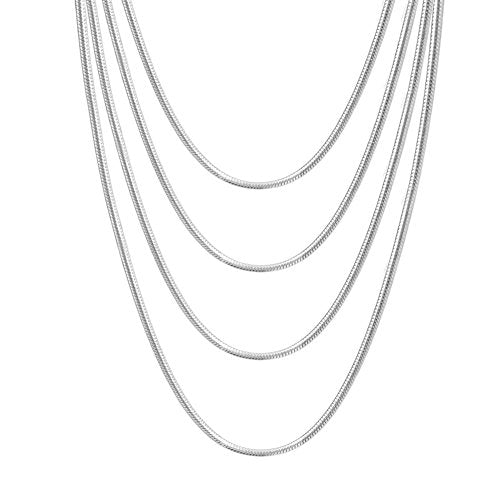 VNOX Stainless Stainless Steel 1mm Round Snake Chain Necklace for Women,Set of 4