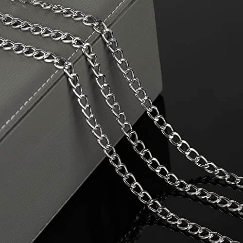 16.4 Feet Twisted Curb Chain Links Silver Plated Aluminum Bracelet Necklace Chain Bulk for DIY Craft Jewelry Making with Lobster Clasps and Jump Rings - color: 7×10mm-Silver