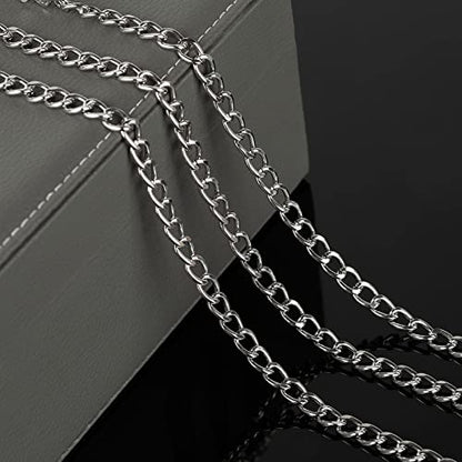 16.4 Feet Twisted Curb Chain Links Silver Plated Aluminum Bracelet Necklace Chain Bulk for DIY Craft Jewelry Making with Lobster Clasps and Jump Rings - color: 7×10mm-Silver