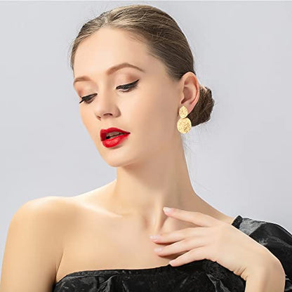 Matte Gold Vintage Clip Drop Earrings for Women Clip on Earrings Statement Earrings Gift for Mom