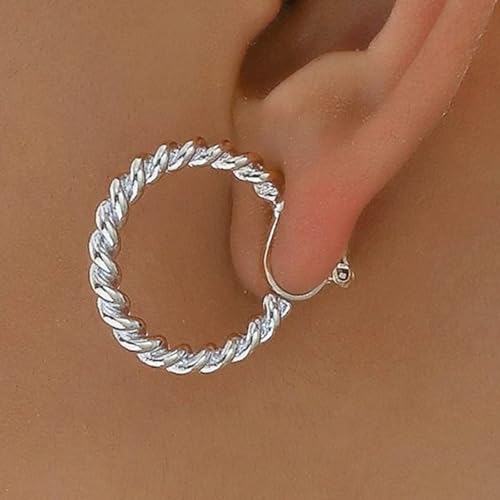 Clip On Earrings Women Gold Clip On Hoop Earrings Chunky Hoop Earring Ear Cuffs Non Piercing Statement Jewelry Gifts