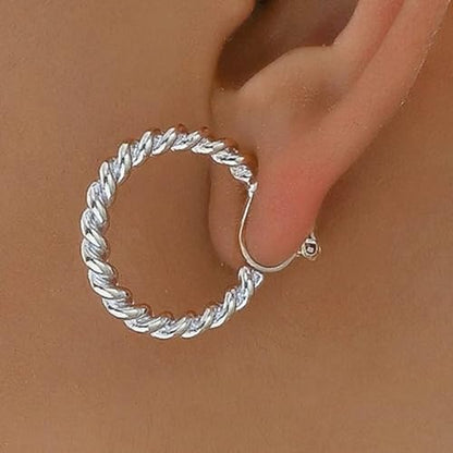 Clip On Earrings Women Gold Clip On Hoop Earrings Chunky Hoop Earring Ear Cuffs Non Piercing Statement Jewelry Gifts