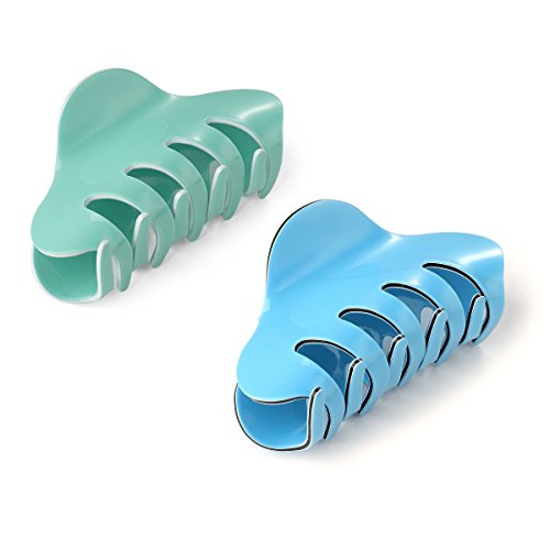 3.3" Jelly Color Hair Claw Clip-Acrylic Strong Holding Power Hair Clips Hairgrip for Women and Girls Hair Barrettes for Medium or Long Hair (Blue+Green) - color: Blue+Green