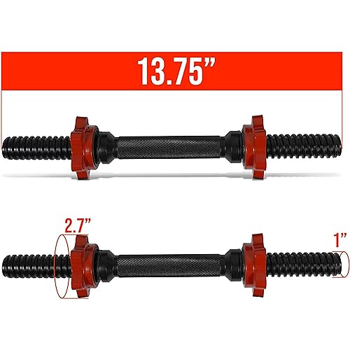 Yes4All Threaded Dumbbell Handles, Adjustable Dumbbell Bar Pair, 14/16/18/24-Inch Sizes, Fits 1" or 1.15" Plates, Non-Slip Grip, Secure Star-Lock Collars - color: 14" - Chrome - Black