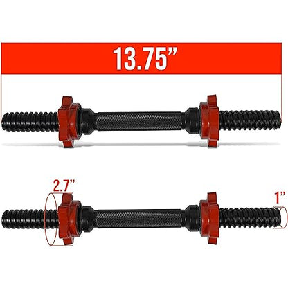 Yes4All Threaded Dumbbell Handles, Adjustable Dumbbell Bar Pair, 14/16/18/24-Inch Sizes, Fits 1" or 1.15" Plates, Non-Slip Grip, Secure Star-Lock Collars - color: 14" - Chrome - Black