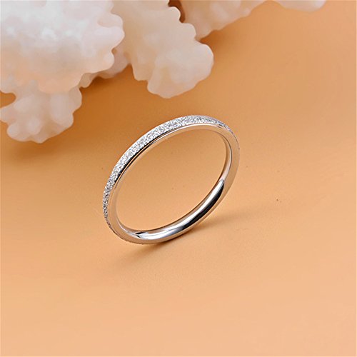 Fashion Month Womens 2mm Stainless Steel Sand Blast Finish Silver Wedding Band Engagement White Gold Domed Ring