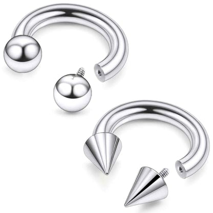 ASTM F136 Titanium 20/18/16/14/12/8/6/4/2g Internally Threaded Horseshoe Nose Septum Ring Gauge Earrings Lip Rings Prince Albert Jewelry Hoop Piercings for Women Men - size: 8g*14mm