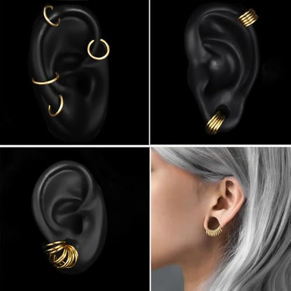 Vankula 10PCS Seamless Septum Nose Piercing Rings Segment Hoop Rings 316L Stainless Steel Ring Stack Clickers Ear Plugs Hangers Women Men Body Jewelry - color: Black, size: 1.2*8mm 10PCS