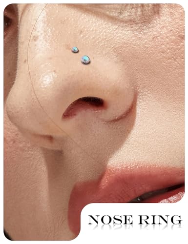18G 20G 22G Titanium Stainless Surgical Steel Nose Rings Studs for Women L Shaped Nose Studs Screw Nose Ring Piercing Jewelry for Women Men Diamond CZ 1.5mm 2mm 2.5mm 3mm Silver Black Gold - style: 18g/AB CZ/L-shaped/Titanium