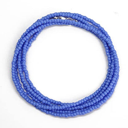 Kathy Bankston Handmade Periwinkle Blue Seed Bead Necklace, Thin 1.5mm Single Strand