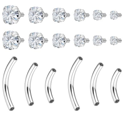Hoeudjo Rook Piercing Jewelry Surgical Steel Eyebrow Piercing Jewelry 16g Surface Tragus Earrings Internally Threaded Curved Barbell Daith Earring Eyebrow Rings for Women Different Length 6/8/10mm